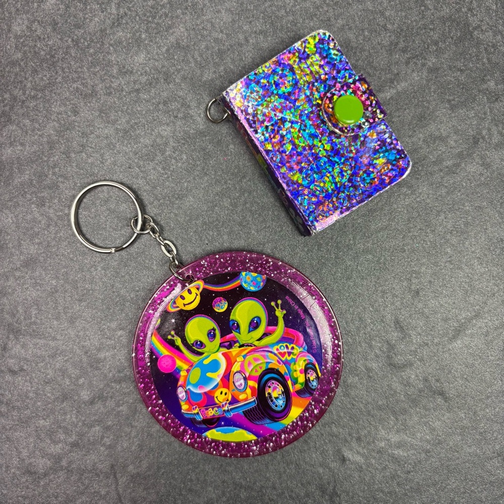 Vintage Lisa Frank Alien Mirror Mini Notebook Keychain Zoomer Zorbit